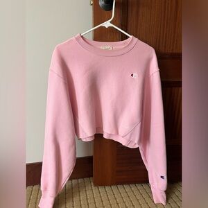 Pink Cropped Champion Sweatshirt, Size Small